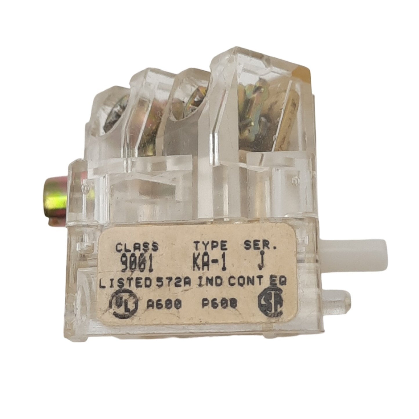 Used Square D 9001KA1 Contact Block for ø30mm Button, 1N.O. + 1N.C., 600V 10A Max