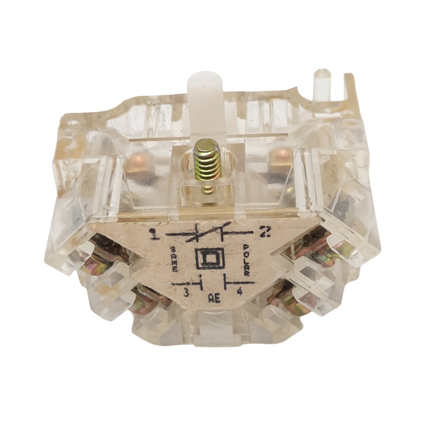 Used Square D 9001KA1 Contact Block for ø30mm Button, 1N.O. + 1N.C., 600V 10A Max