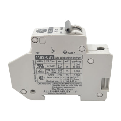 Used Allen Bradley 1492-CB1G320 Circuit Breaker, 1-Pole, 32A, 277VAC Max, DIN Rail