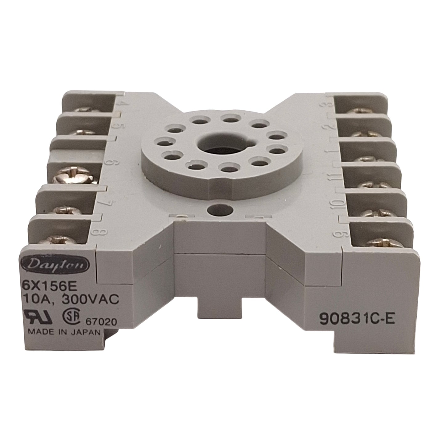 Used Lot of 5 Dayton 6X156E Relay Socket Base, 10A 300VAC, 11-Pin Octal, DIN Rail