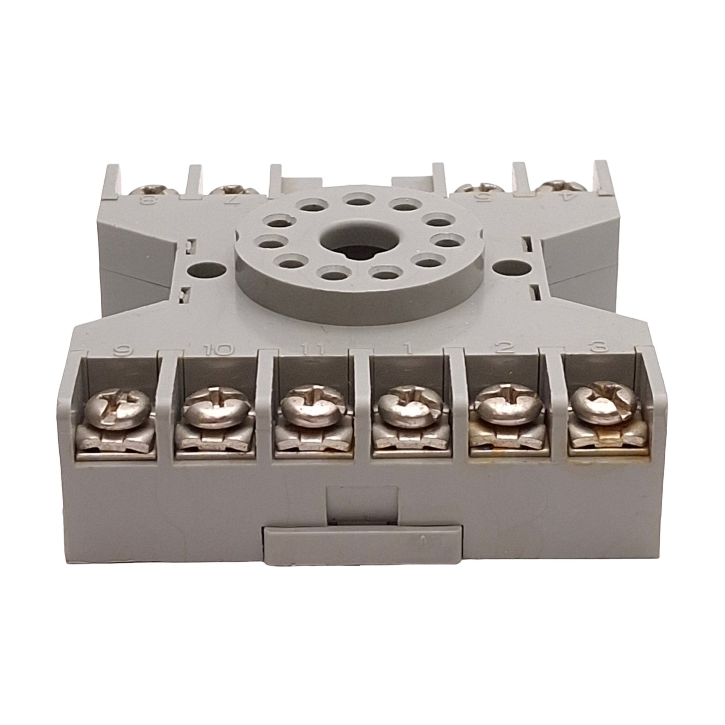 Used Lot of 5 Dayton 6X156E Relay Socket Base, 10A 300VAC, 11-Pin Octal, DIN Rail