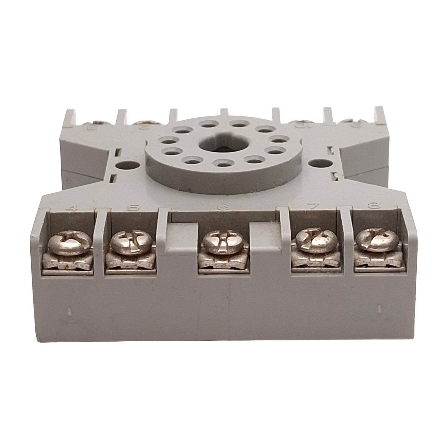 Used Lot of 5 Dayton 6X156E Relay Socket Base, 10A 300VAC, 11-Pin Octal, DIN Rail