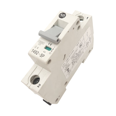 Used Allen Bradley 1492-SP1C040 Circuit Breaker, 1-Pole, 4A, 277VAC Max, DIN Rail