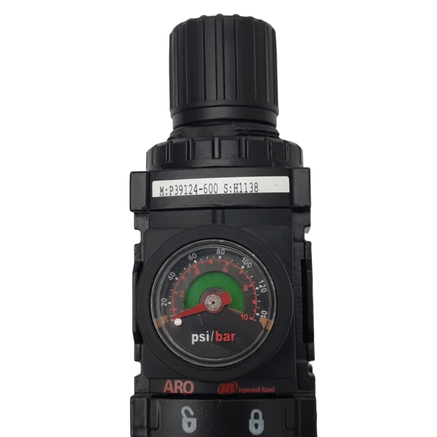 Used Ingersoll Rand P39124-600 ARO Pneumatic Filter/Regulator, 0-140psi, 1/4 NPT, 5µm
