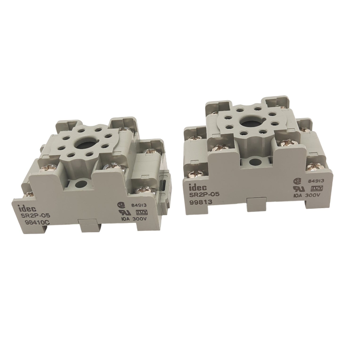 Used Lot of 2 IDEC SR2P-05 Relay Sockets, 8-Pin Octal, 300V 10A Max, DIN Rail Mount
