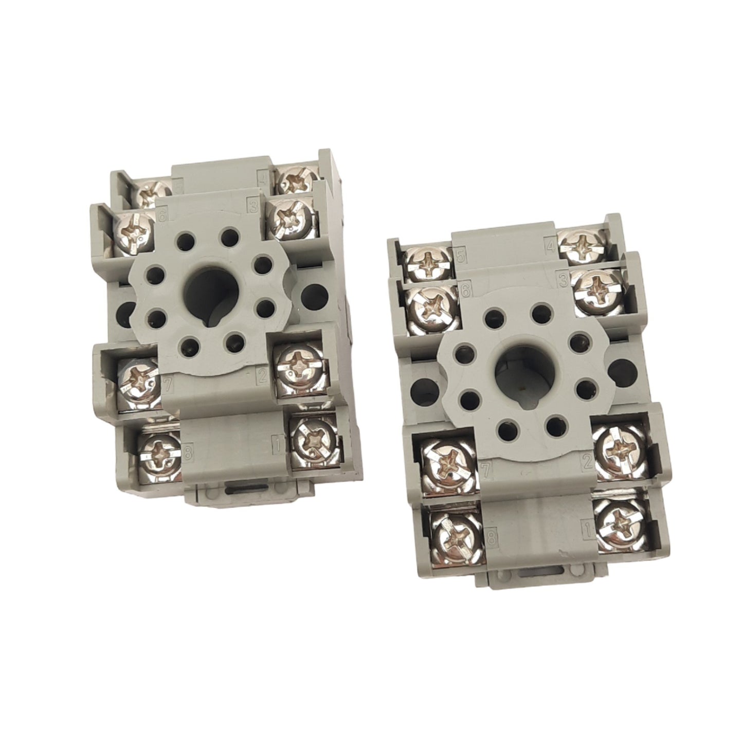 Used Lot of 2 IDEC SR2P-05 Relay Sockets, 8-Pin Octal, 300V 10A Max, DIN Rail Mount