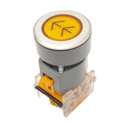Used EAO 704.900.1 Yellow Arrow Momentary Push Button, ø22mm, 1NO, 600VAC 10A Max