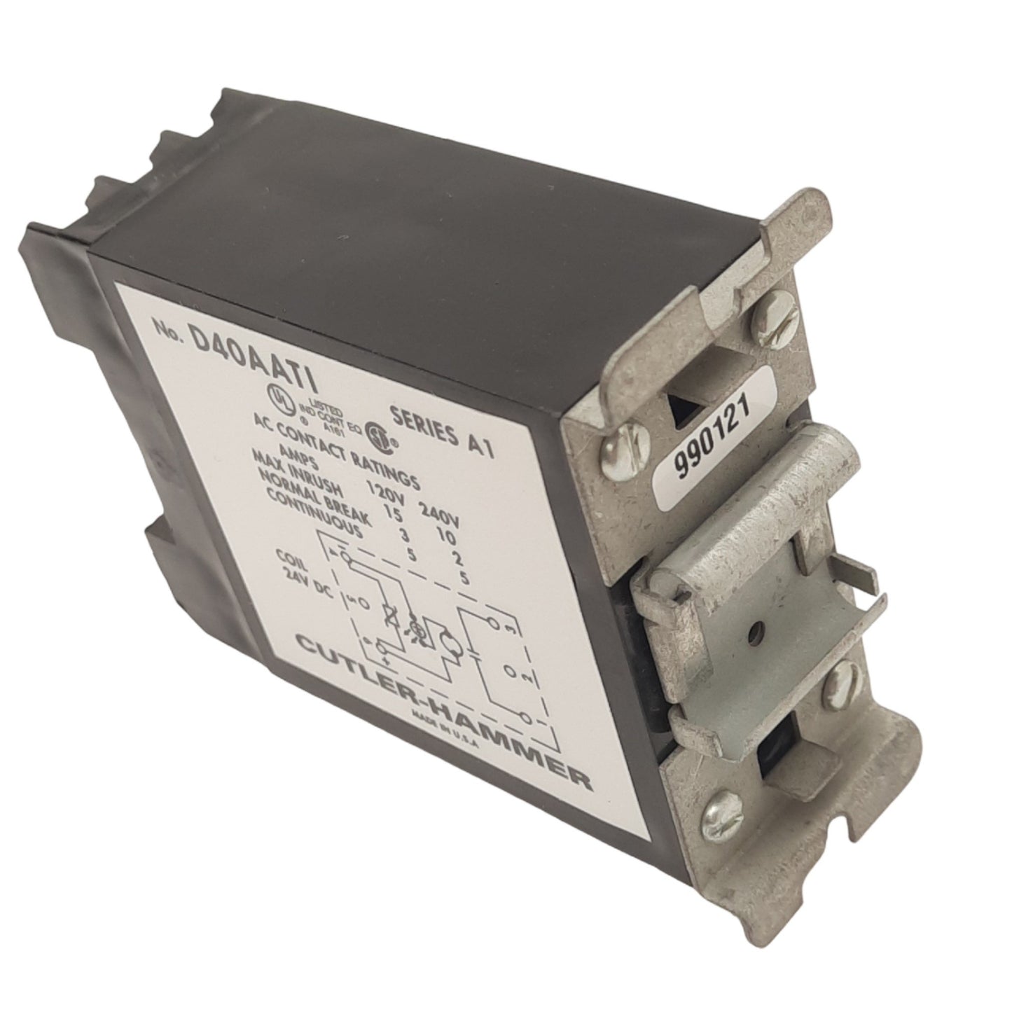 Used Cutler-Hammer D40AATI Power Relay, 3-Pole, 15A 120/240VAC Max, 24VDC Coil