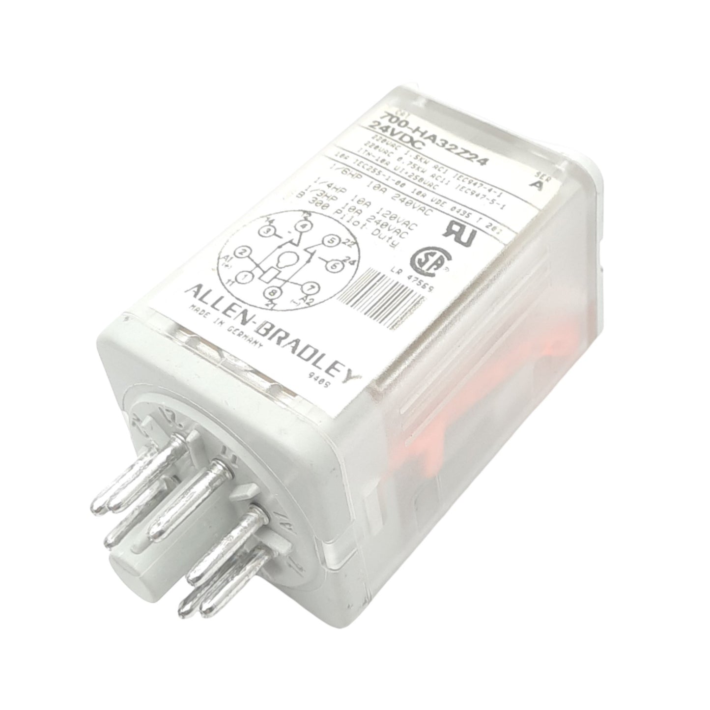 Used Allen Bradley 700-HA32Z24 A Plug-In Relay, DPDT, 8-Pin, 10A Max, 24VDC Coil