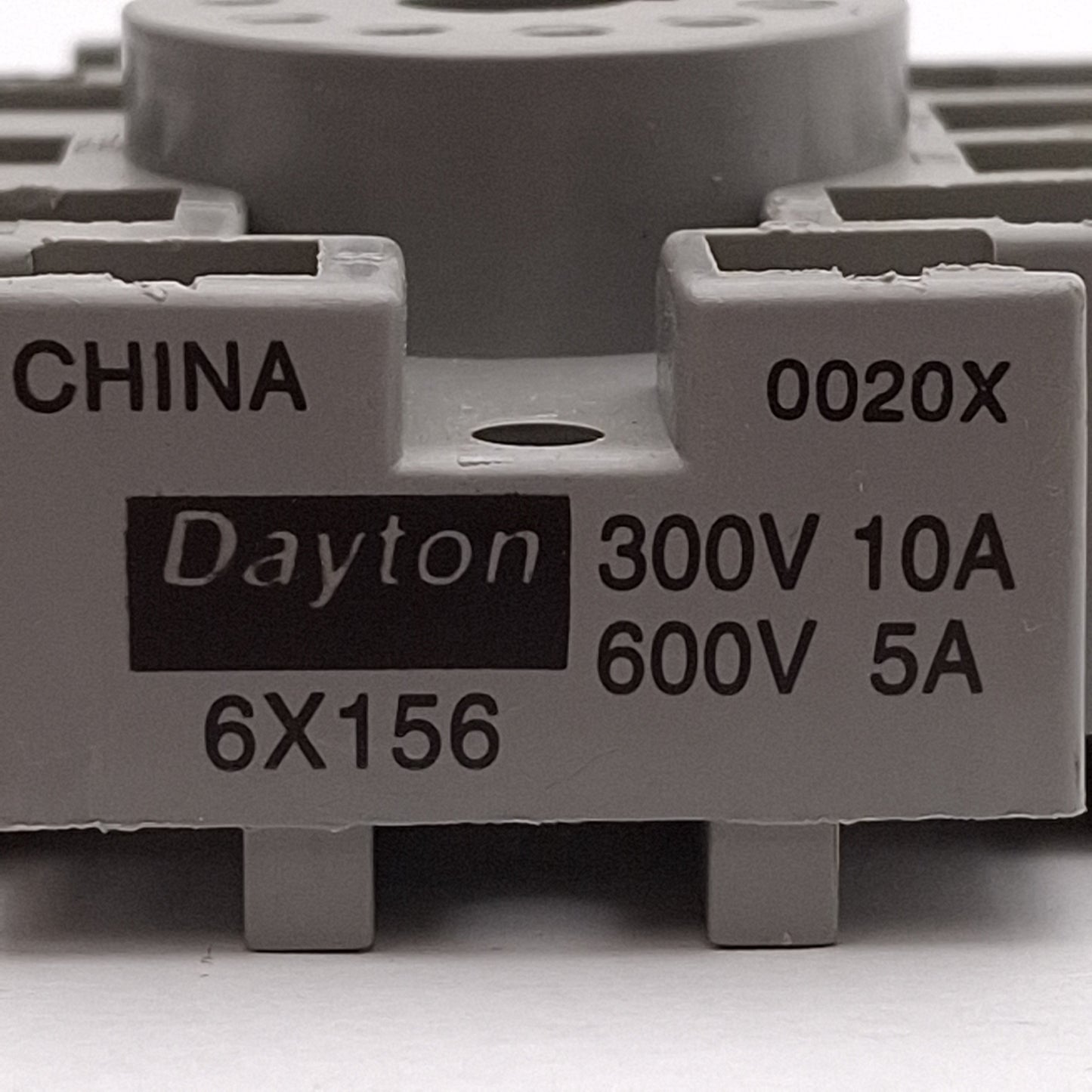 Used Lot of 5 Dayton 6X156 Relay Socket Base, 10A 300VAC, 11-Pin Octal, DIN Rail