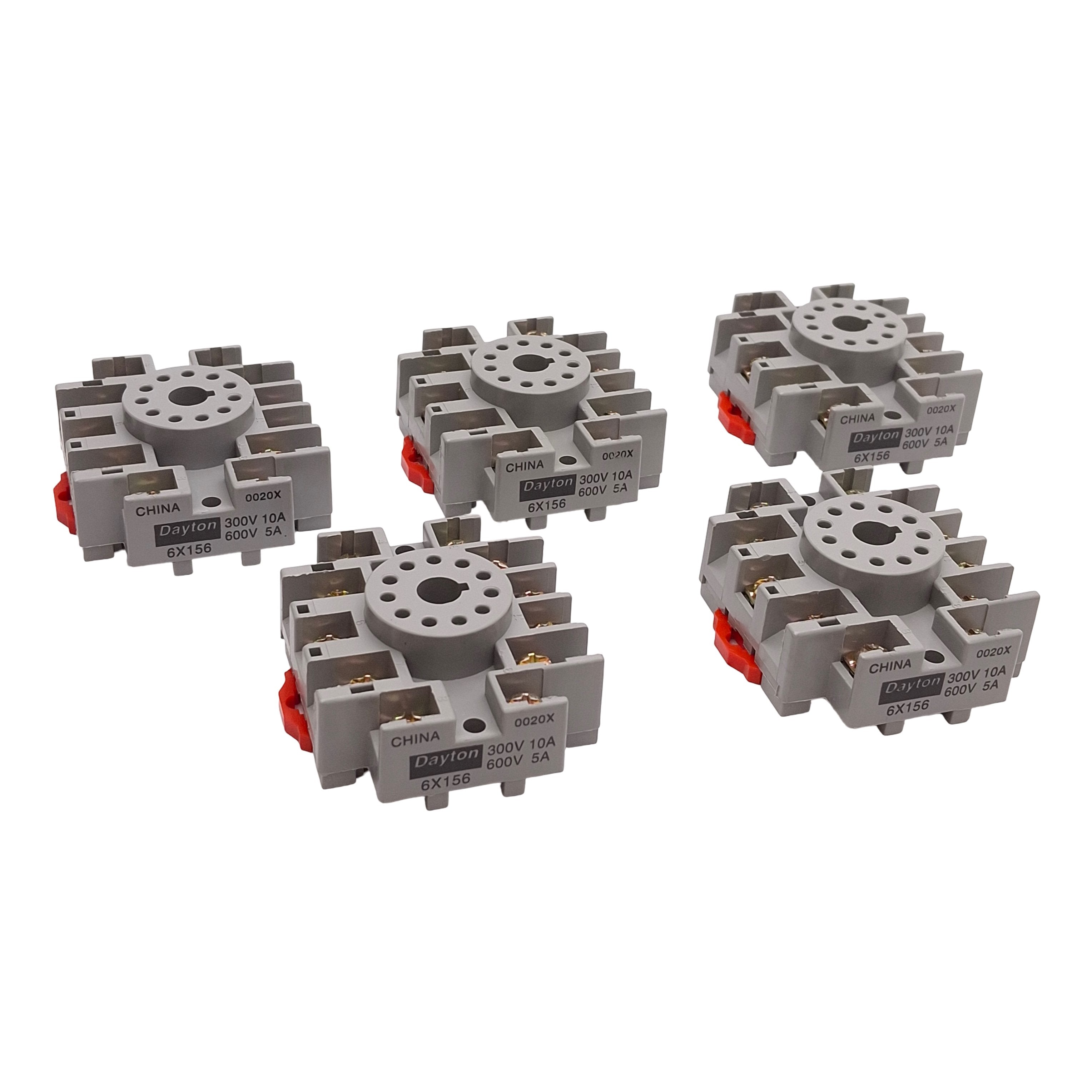 Lot of 5 Dayton 6X156 Relay Socket Base, 10A 300VAC, 11-Pin Octal, DIN ...