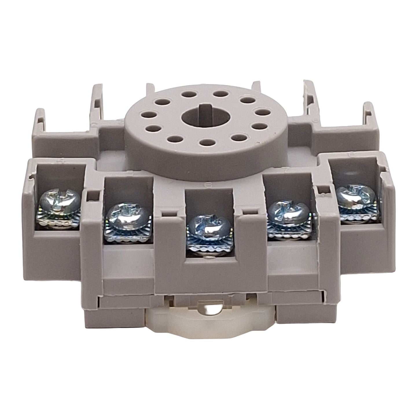 Used Lot of 5 Dayton 6X156F Relay Socket Base, 10A 300VAC, 11-Pin Octal, DIN Rail