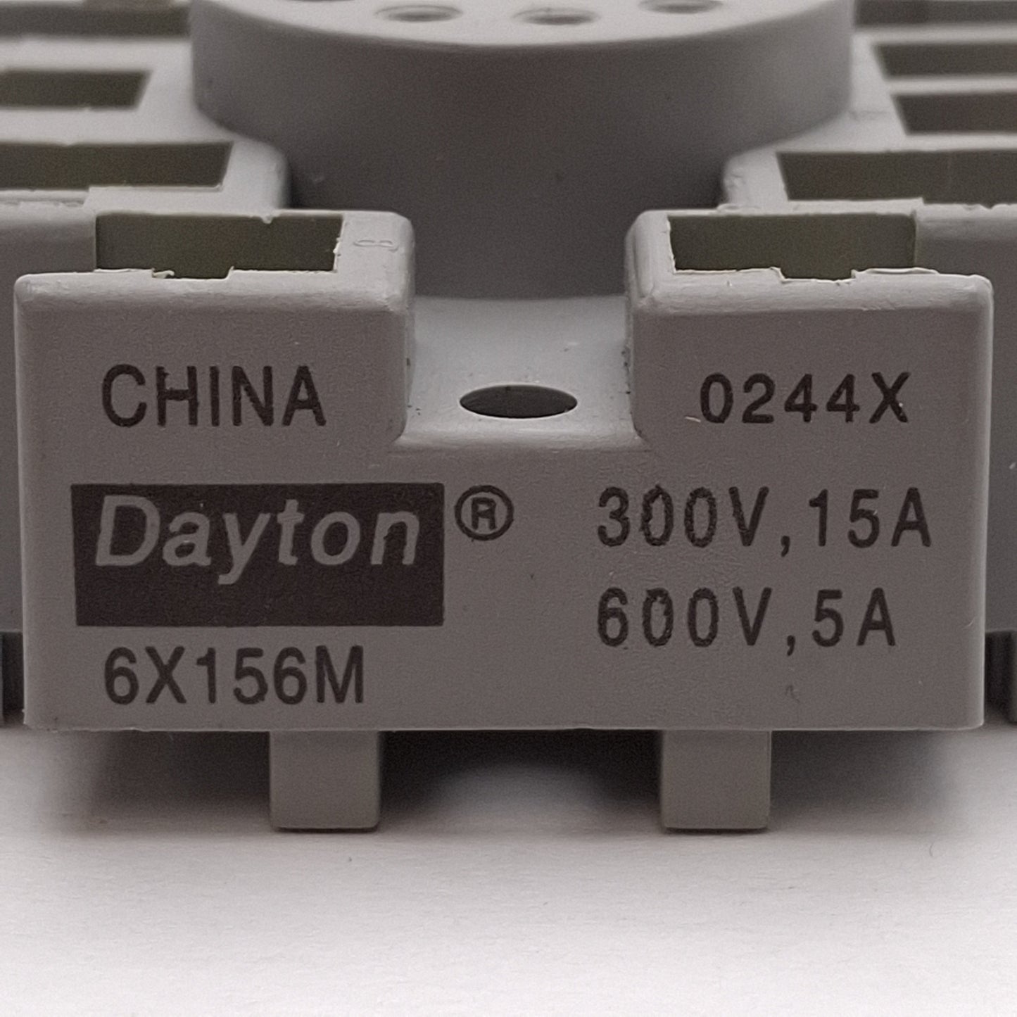 Used Lot of 5 Dayton 6X156M Relay Socket Base, 15A 300VAC, 11-Pin Octal, DIN Rail