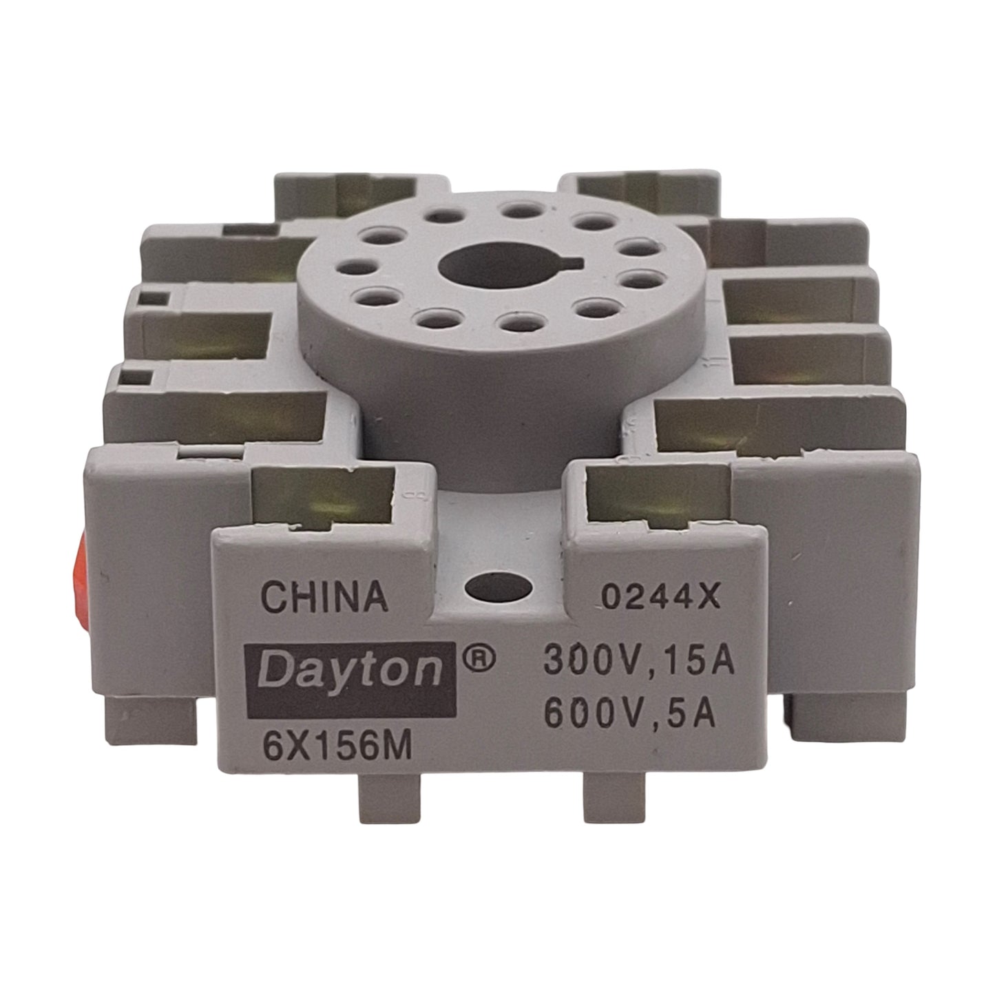 Used Lot of 5 Dayton 6X156M Relay Socket Base, 15A 300VAC, 11-Pin Octal, DIN Rail