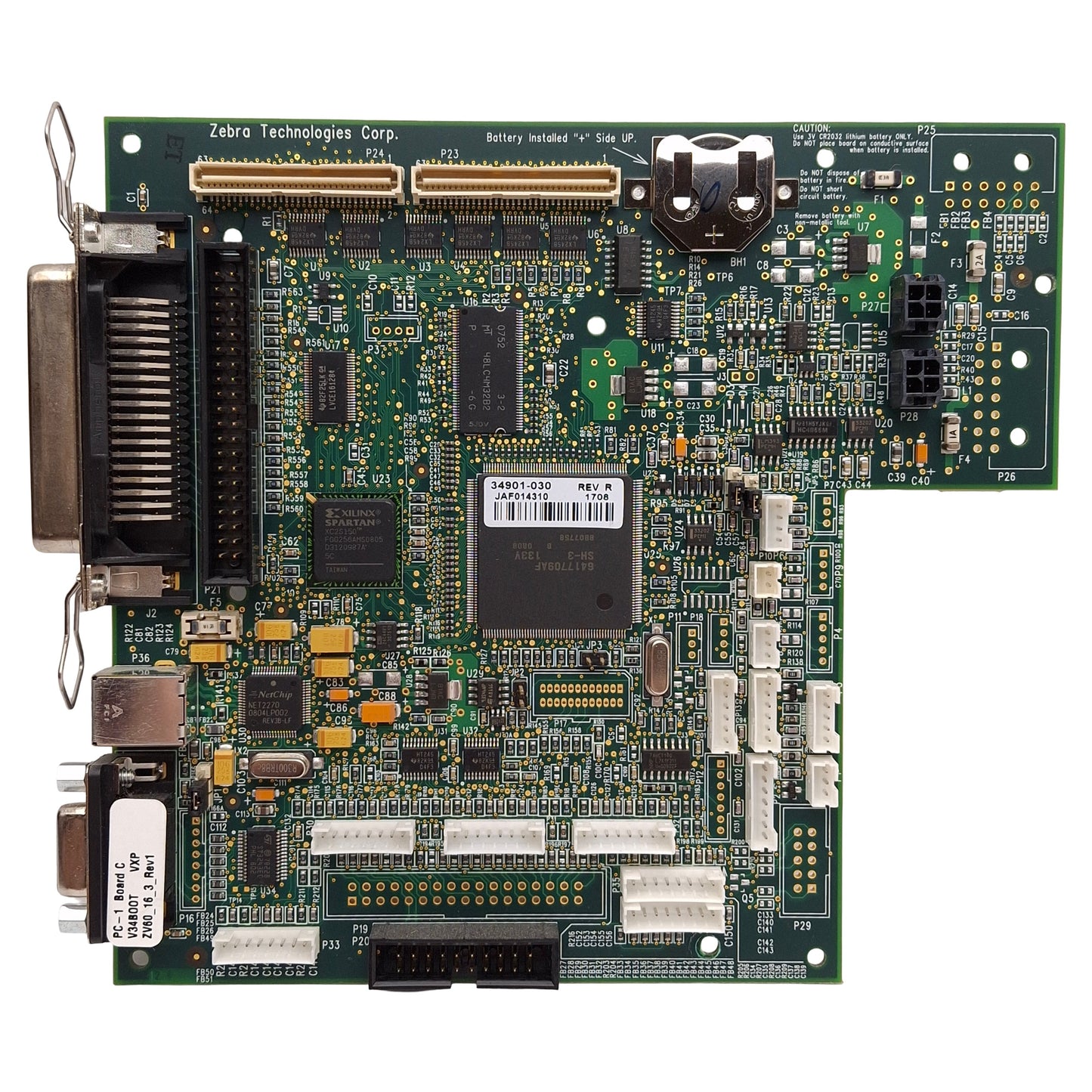 Used Zebra 34901-030 Rev R Main Control Board, Serial, USB, For 170XiIII+ Printer