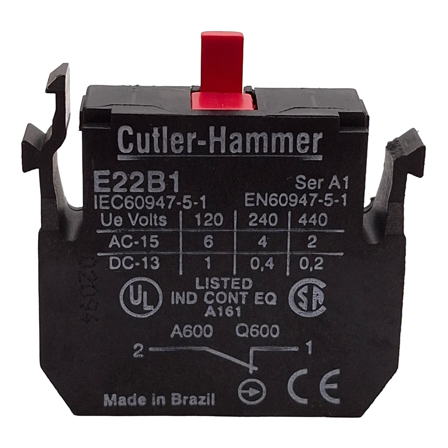 Used Lot of 3 Cutler Hammer E22B1 Pushbutton Contact Block, 22.5mm, 1NC, 6A 120VAC