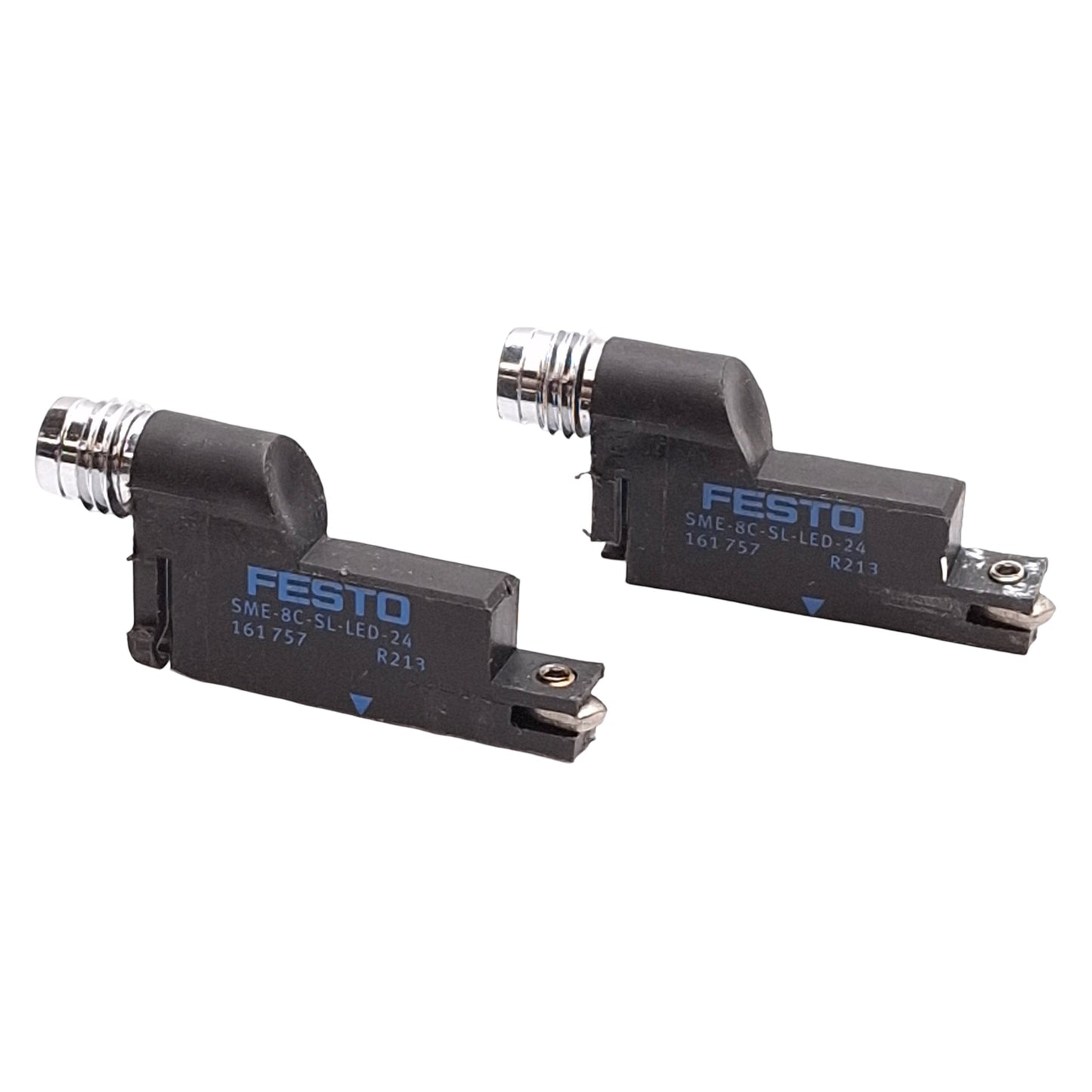 Used Lot of 2 Festo SME-8C-SL-LED-24 Reed Switch, N/O, 12-30VAC/DC, M8 3-Pin Male