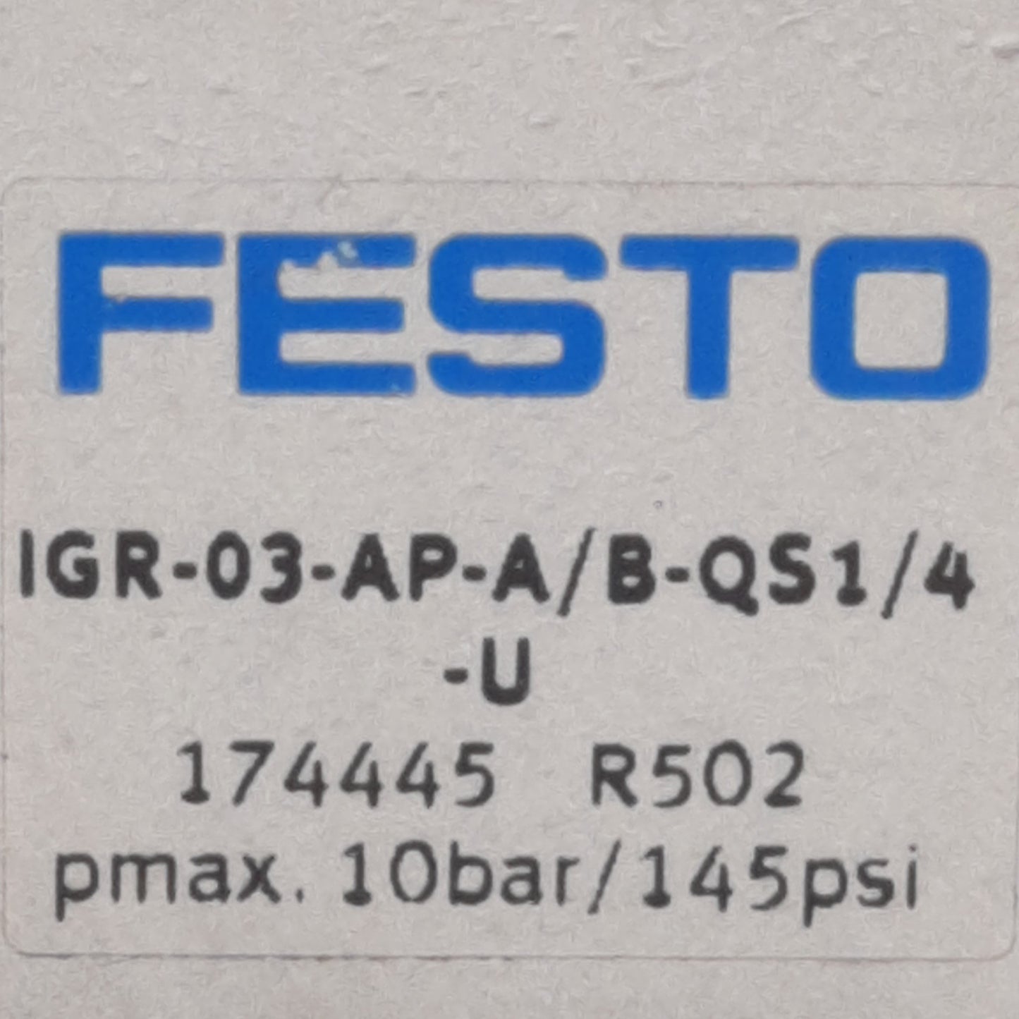 Used Festo 174 445 Manual One-way Flow Control Valve 10bar/145psi Max, 1/4in Fitting