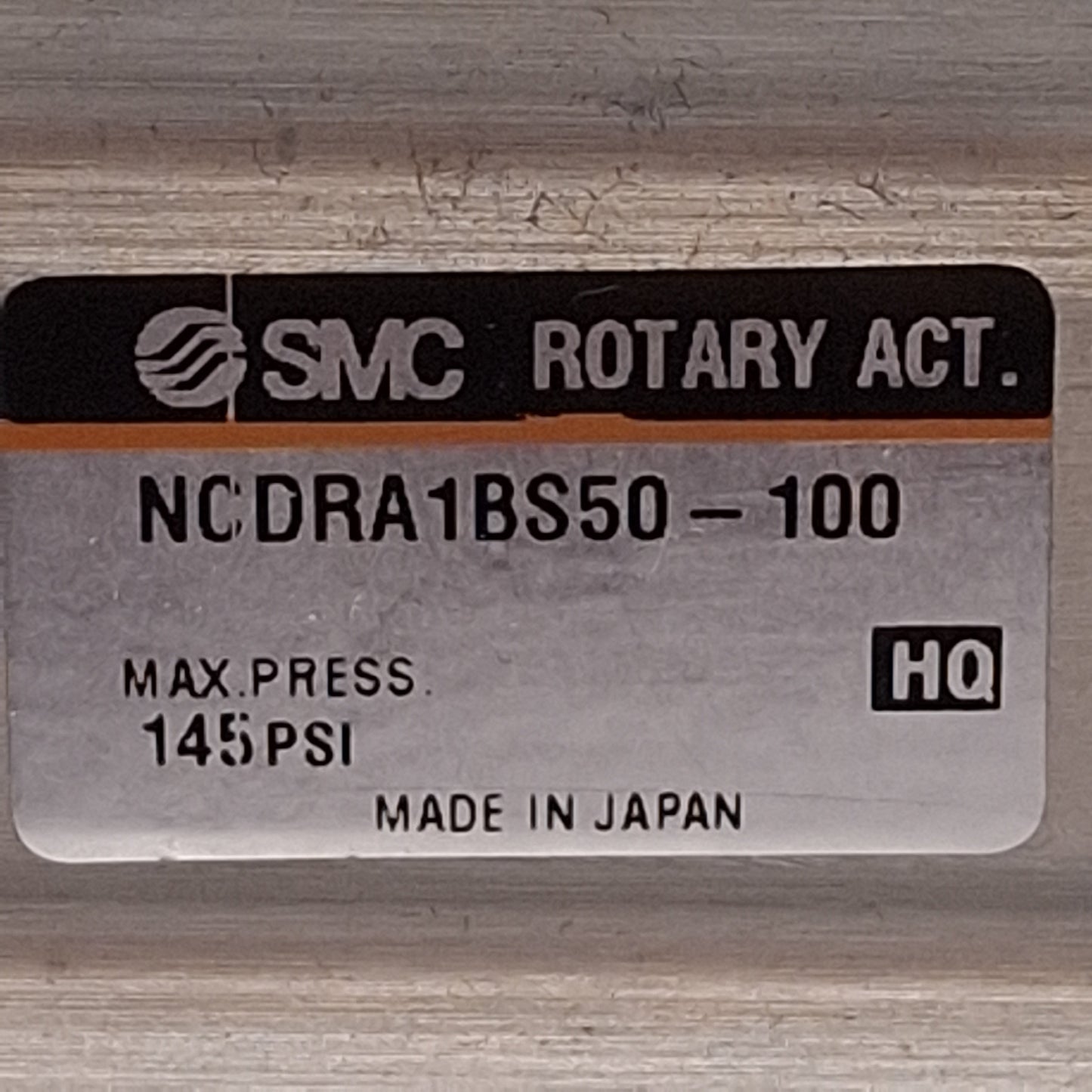 Used SMC NCDRA1BS50-100 Rotary Actuator, 100°, 145PSI, ø9/16in Shaft, 1/8in NPTF