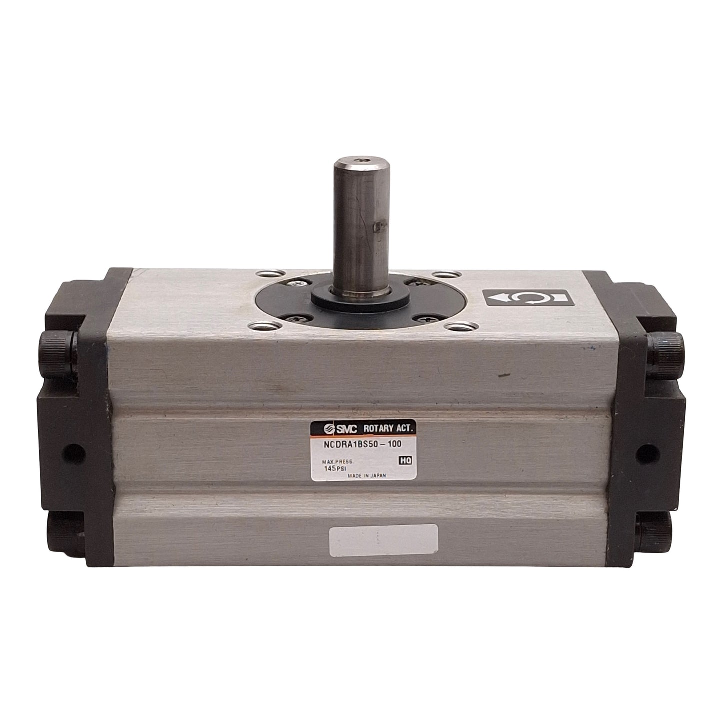 Used SMC NCDRA1BS50-100 Rotary Actuator, 100°, 145PSI, ø9/16in Shaft, 1/8in NPTF