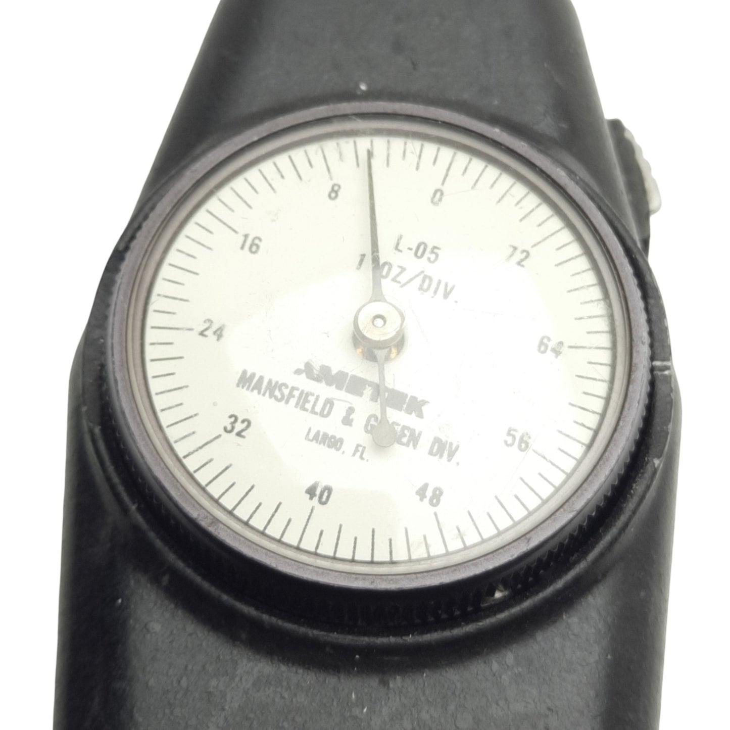 Used Ametek L-05 Mechanical Force Gauge, 1 Oz Divisions, 5lbs Capacity, 10-32 Thread