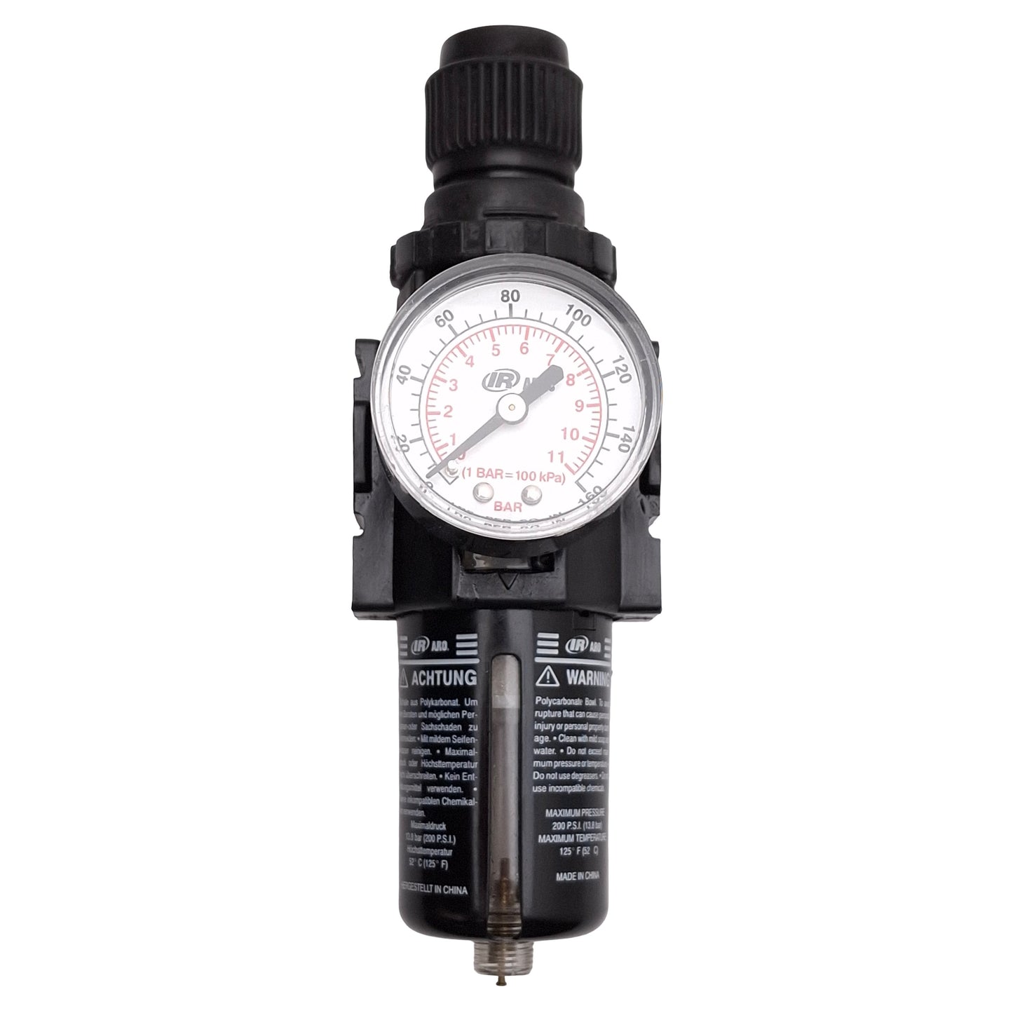 Used Ingersoll Rand P29122-100 Pneumatic Filter Regulator, 20µm, 5-125PSI Set, 1/4NPT