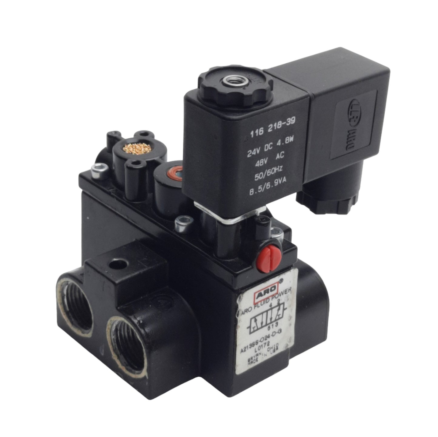 Used Ingersoll Aro A213SS-024-D-G Solenoid Valve 4/2 Way Spring Return, 24VDC Coil