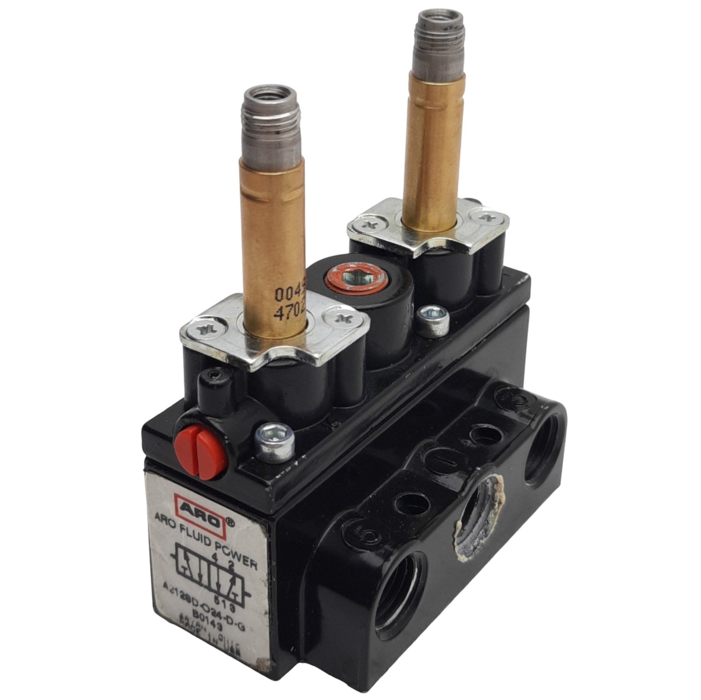 Used Ingersoll A212SD-024-D-G Pneumatic Valve 2-Pos 4-Way, 24VDC Coil *Missing Plugs*