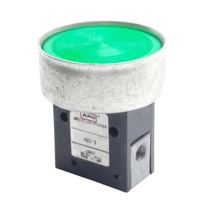 Used Aro Fluid Power 460-3 Pneumatic Pushbutton 3/2-Way, 1/8in NPT 30-150psi w/ Guard
