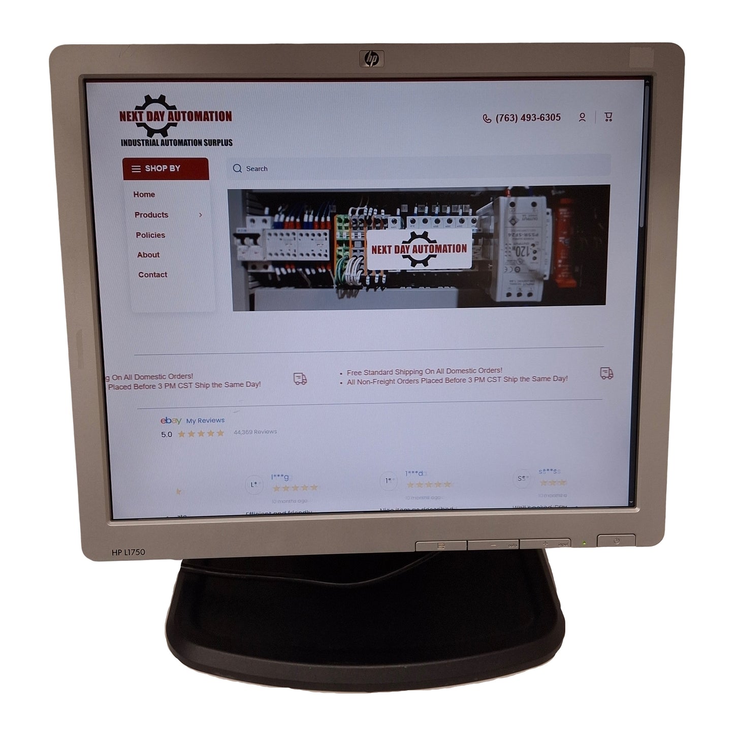 Used HP L1750 LCD Monitor, 17in TFT Display, 1280x1024 60Hz, VGA, DVI-D, 100-240VAC