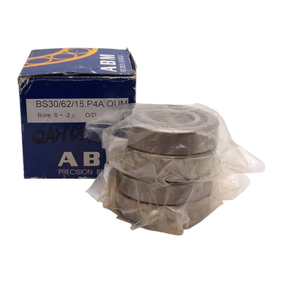 New ABM BS30/62/15.P4A.QUM Ball Screw 4-Bearing Set, ø30mm Bore, ø62mm OD, 15mm Wide