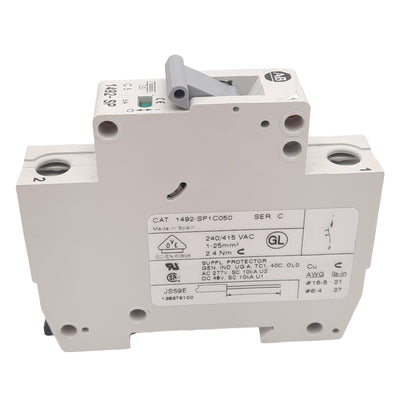 Used Allen Bradley 1492-SP1C050 Circuit Breaker, 1-Pole, 5A, 240/415VAC Max, DIN Rail