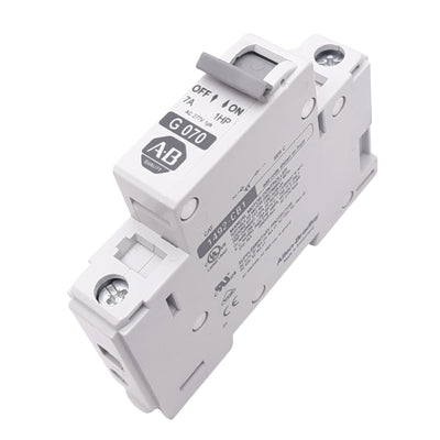 Used Allen Bradley 1492-CB1G070 Circuit Breaker, 1-Pole, 7A, 277VAC Max, DIN Rail