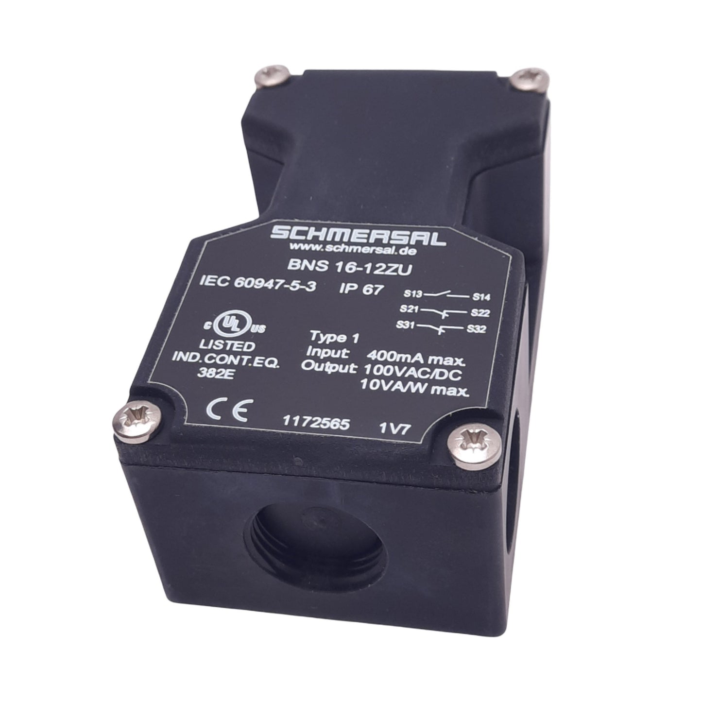 New Schmersal 1172565 BNS16-12ZU Magnetic Safety Switch, 2NC 1NO, 400mA In, 100V Out