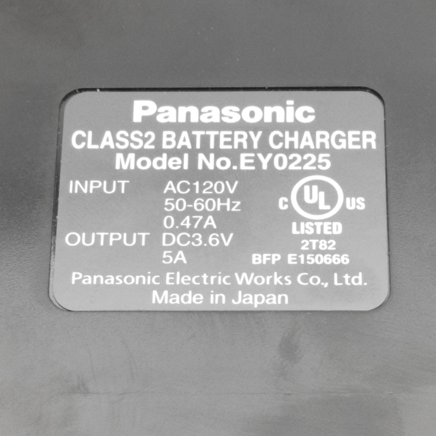 Used Panasonic EY0225 Battery Charging Station 120VAC 0.47A Input, 3.6VDC 5A Output