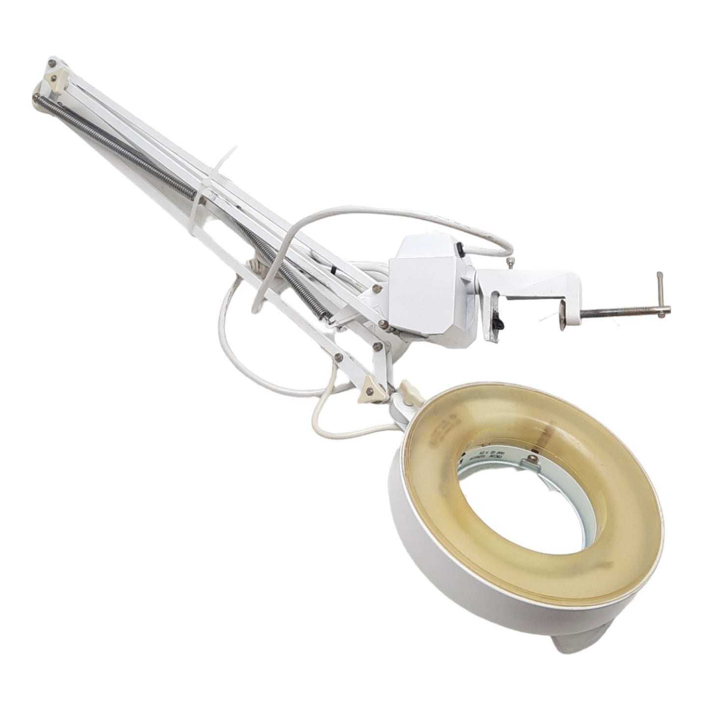 Used LTS E78751 Articulating Illuminated Magnifier, 120VAC, 22W Lamp, Desk Mount