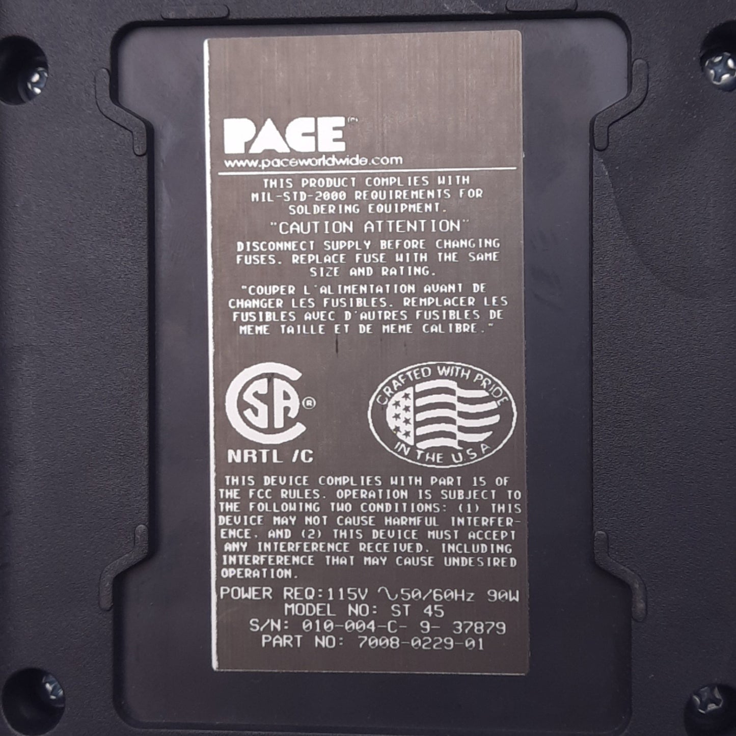 Used Pace ST 45 7008-0229-01 SensaTemp Soldering Station, 400-850°F, 115VAC In, 90W