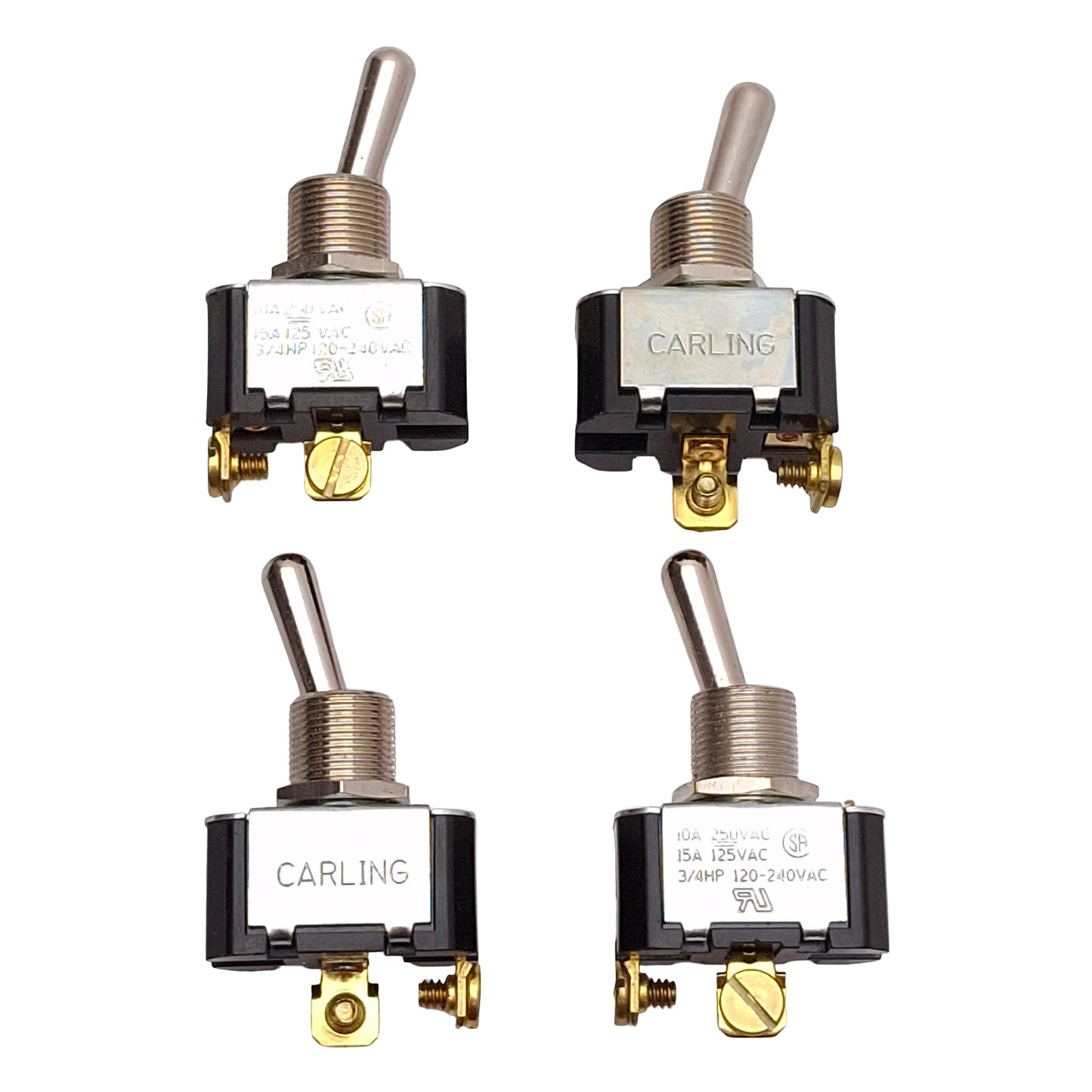 Used Lot of 4 Carling 2FA54 Toggle Switch 2-Position 3/4HP 120-240VAC, Screw Terminal