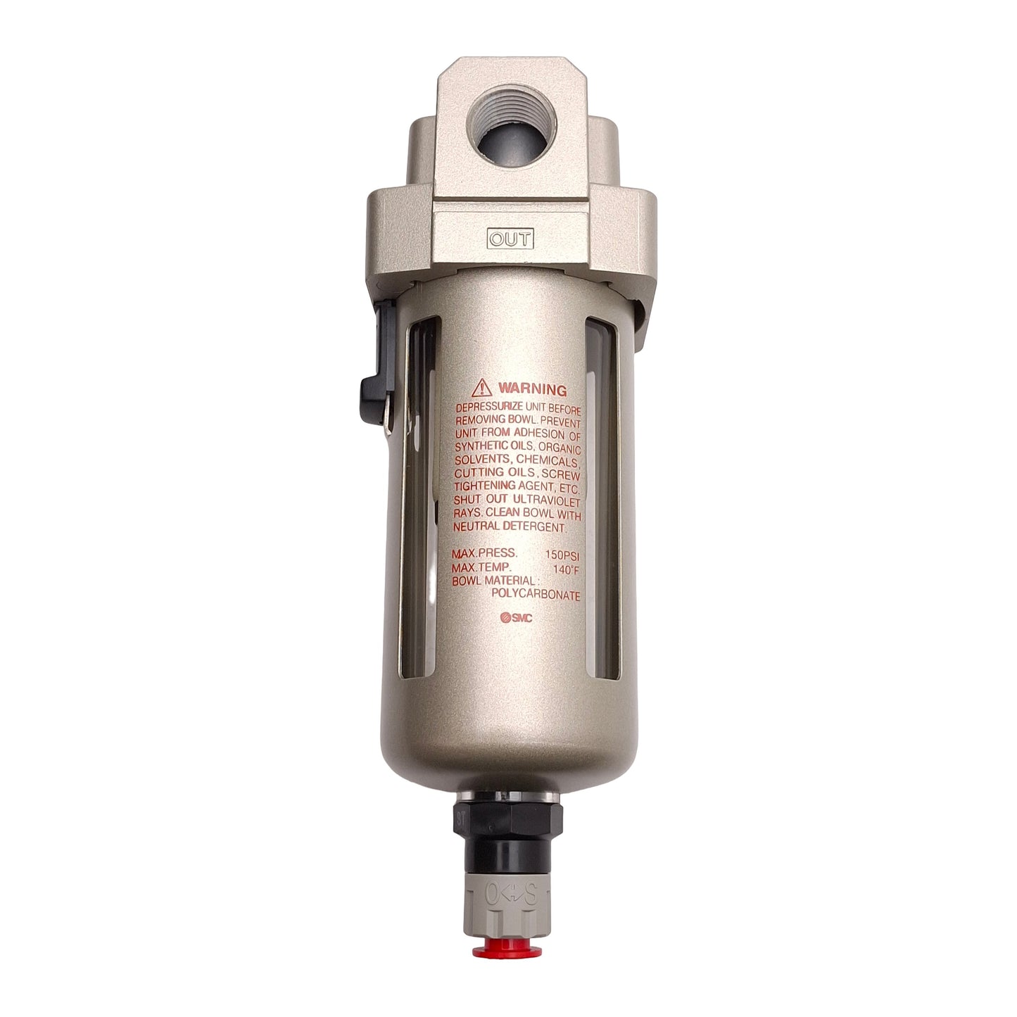 Used SMC AFM40-N04C-Z Mist Separator, 0.3µm Filter, 150PSI, 1/2NPT, ø3/8in P2C Drain
