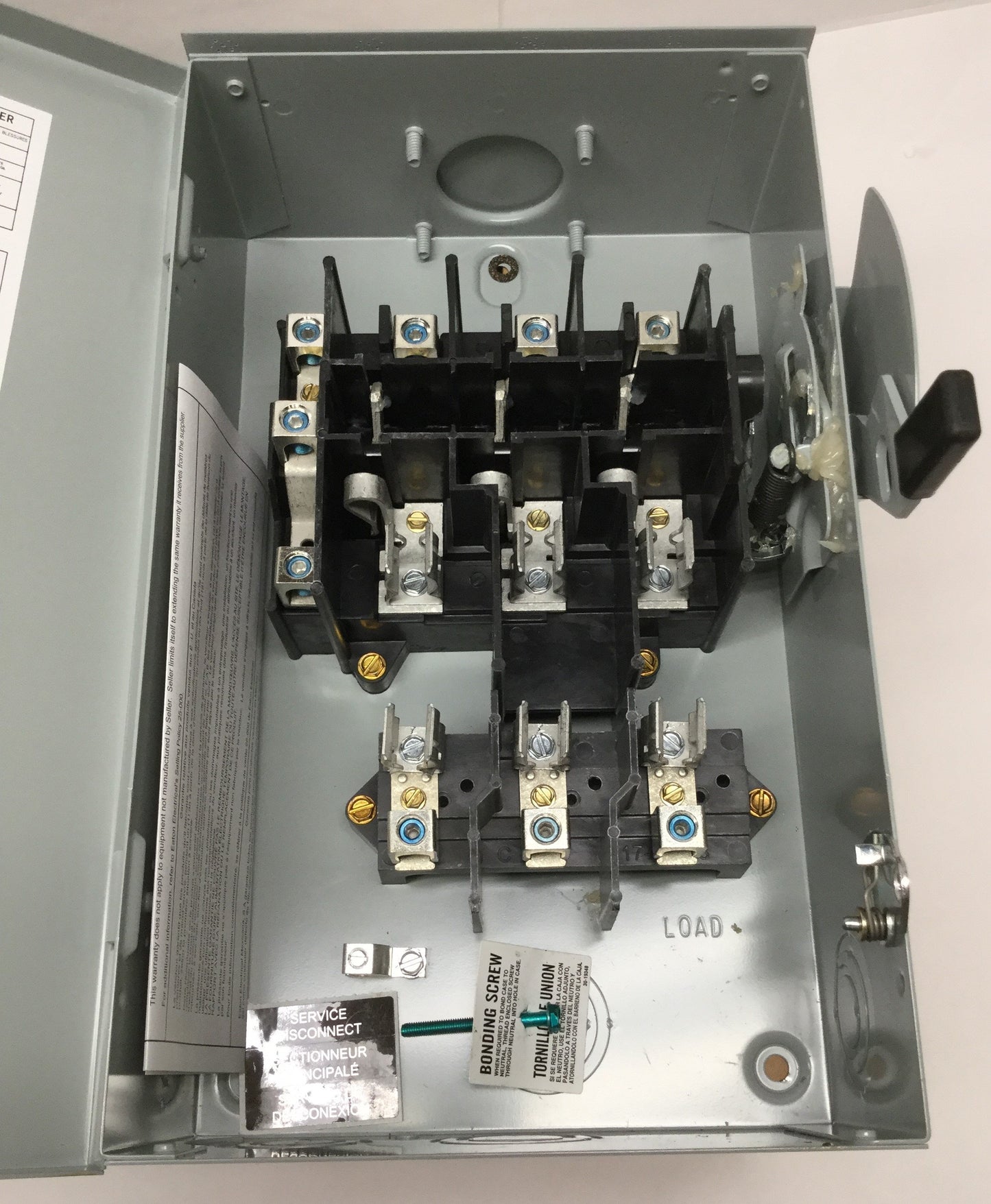 New – Open box Eaton DG322NRB Safety Disconnect Switch 3-Pole, 60A, 240VAC, Class H Fusible