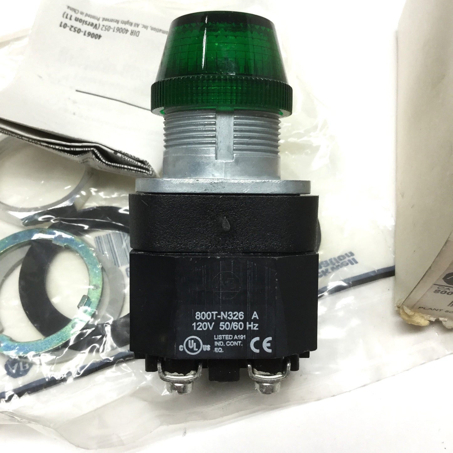 New Allen Bradley 800T-PH16G Illuminated LED Green Pilot Indicator Light 120VAC