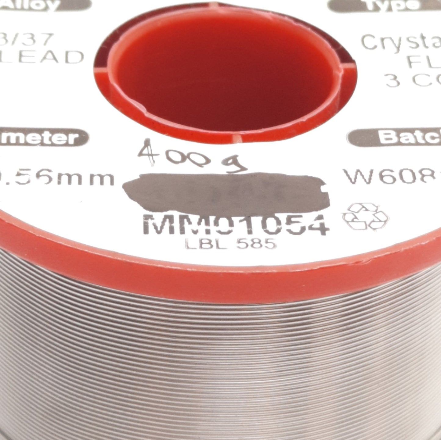 Used Multicore MM01054 No Clean Core Solder, Sn63/Pb37 0.022" /0.56mm, 400grams