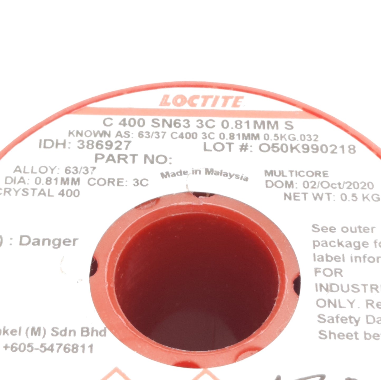 Used Loctite C400 Sn63 3C 0.81mm Core Solder, Sn63/Pb37 No Clean, 470g