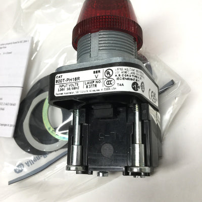 New Allen Bradley 800T-PH16R Illuminated LED Red Pilot Indicator Light 120VAC