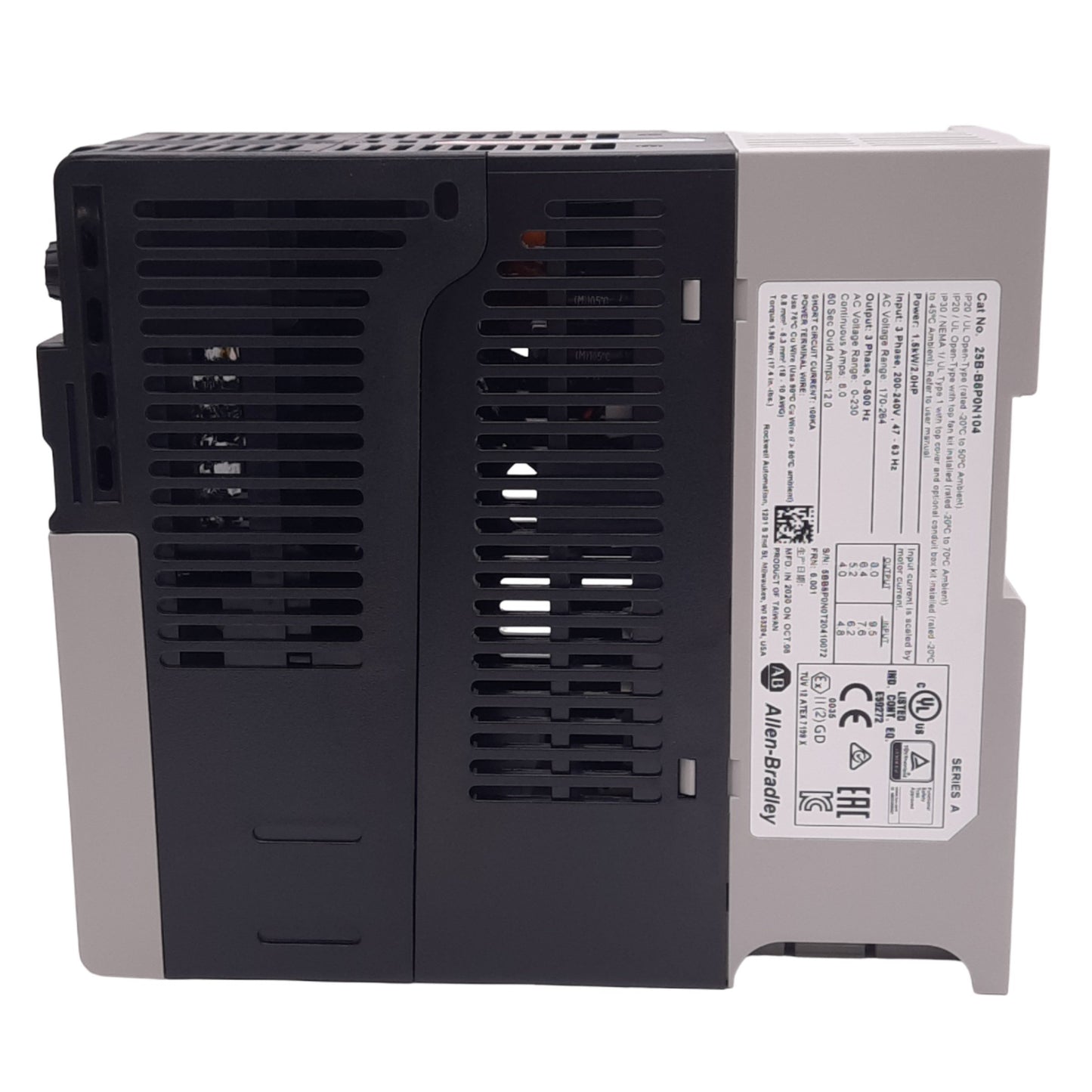 New Allen Bradley 25B-B8P0N104 PowerFlex AC Drive, 1.5kW, 3-Ph 0-500Hz 0-230VAC 8A