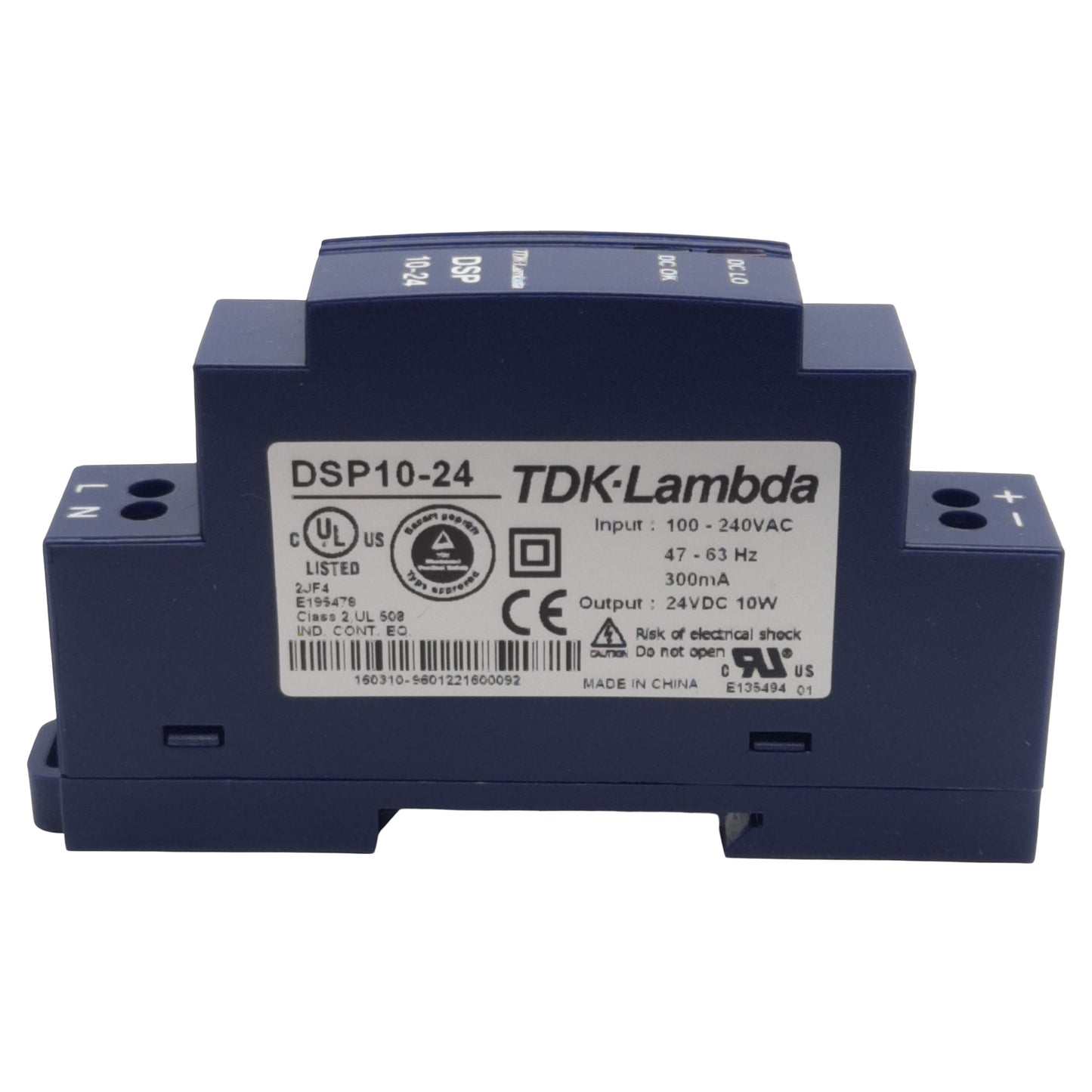 New TDK-Lambda DSP10-24 Power Supply, 100-240VAC In, 24VDC 10W Out, DIN Rail