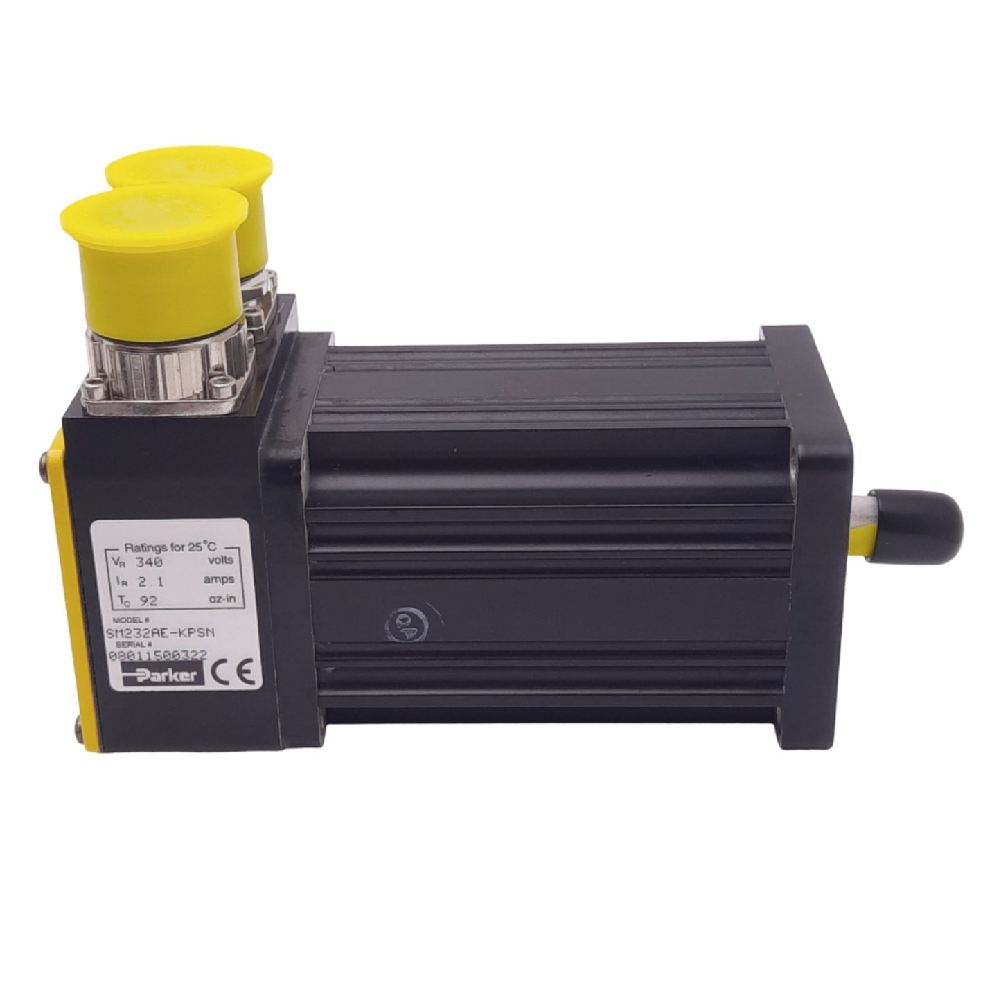 New Parker SM232AE-KPSN Brushless Servo Motor, NEMA 23, 340VAC, 92oz-in, 7500rpm Max