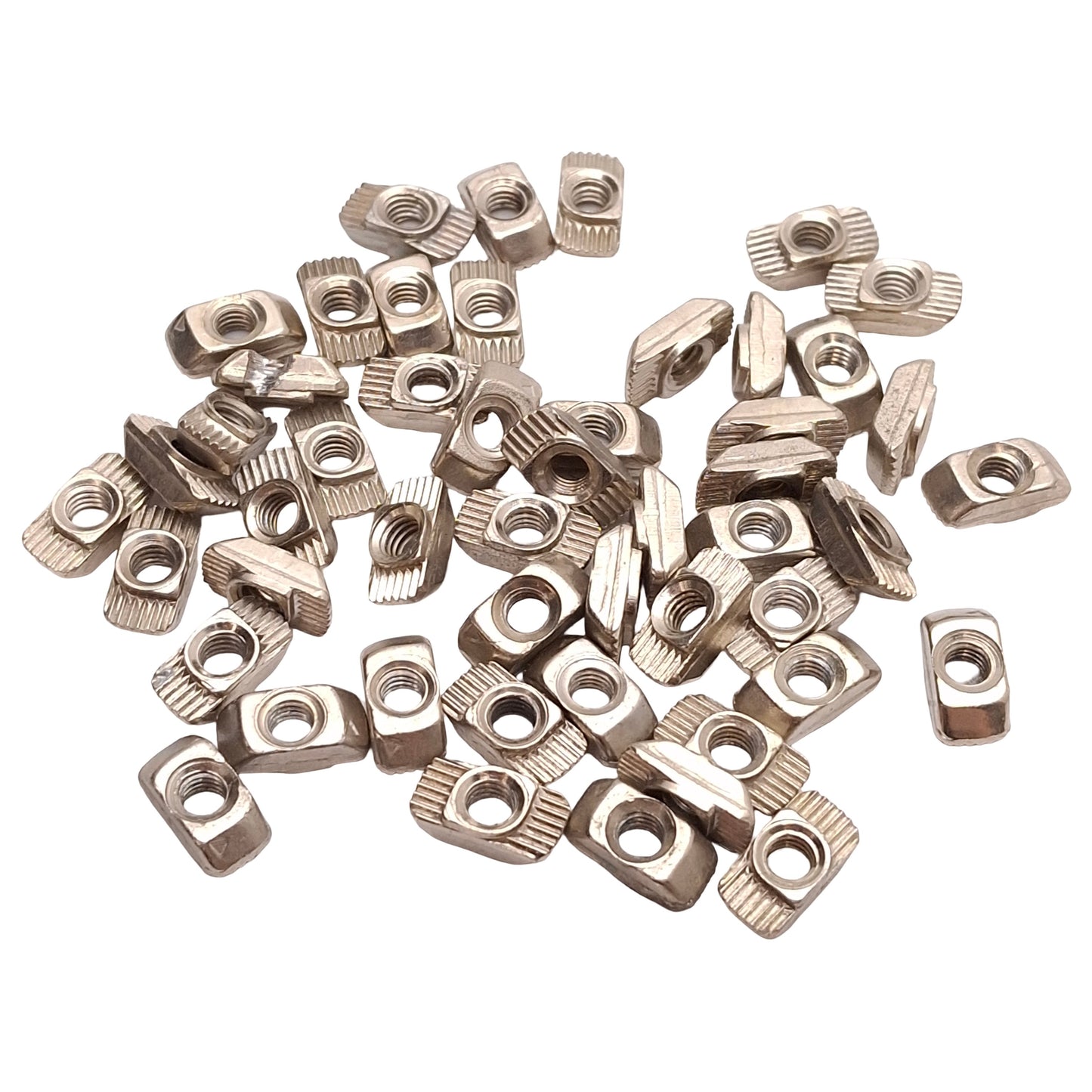 Used Lot of 50 80/20 14164 Standard Drop-In T-Nut, Zinc Finish, 10/25 Series, M4x0.7