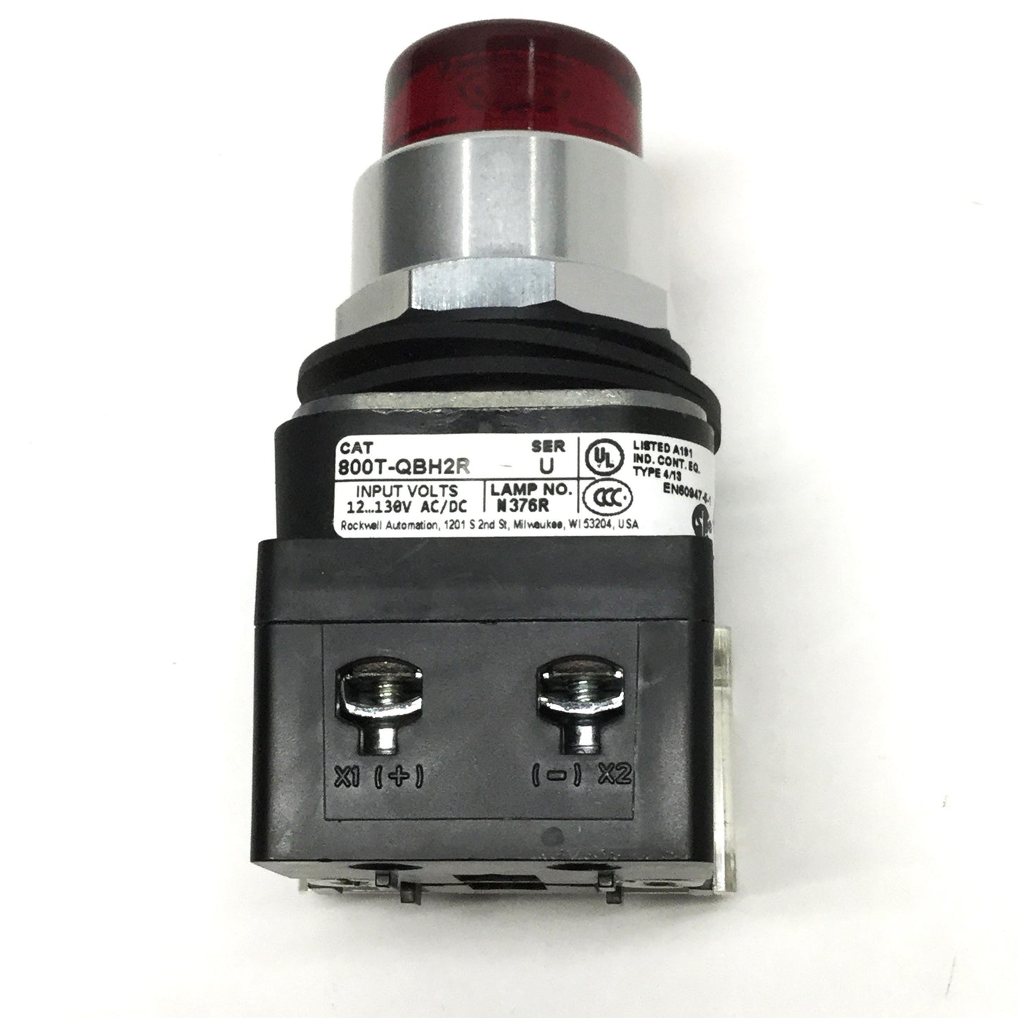 New – Open box Allen Bradley 800T-QBH2R LED Illuminated Pushbutton Switch Red, 12-130V, 1NO-1NC