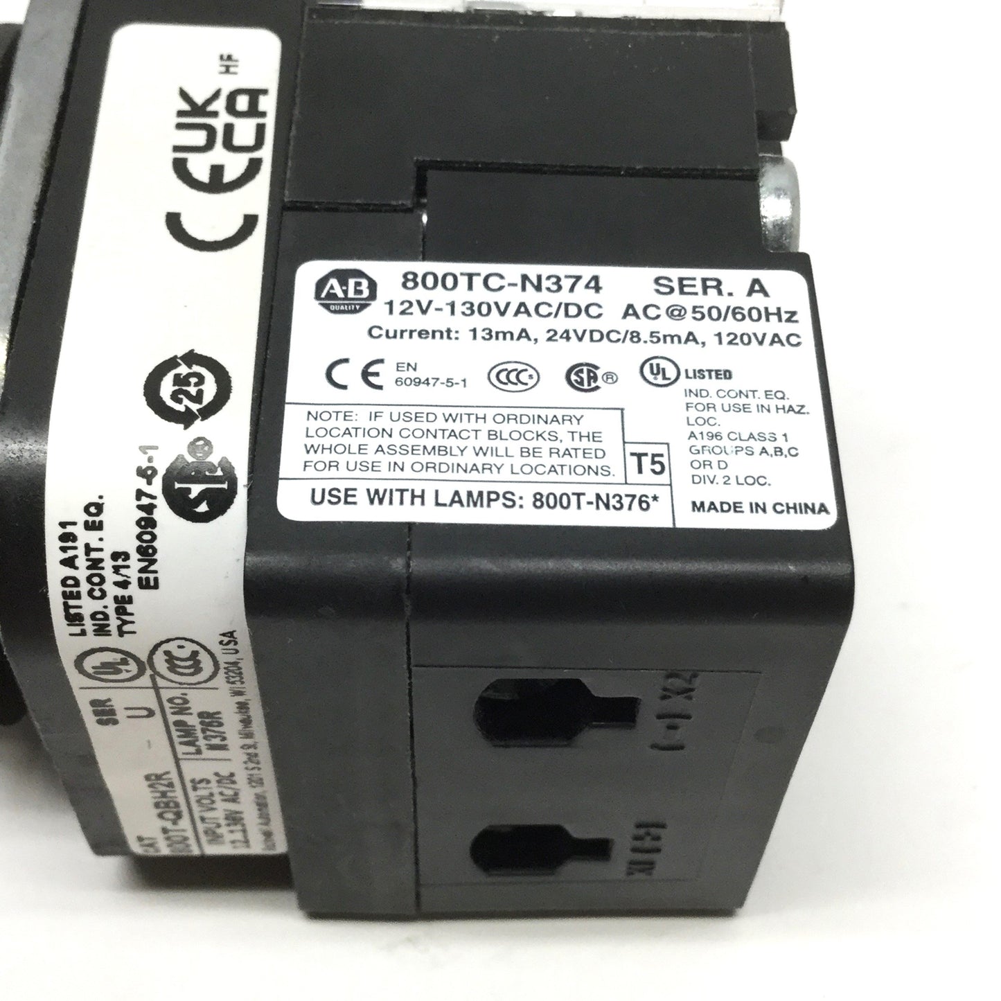 New – Open box Allen Bradley 800T-QBH2R LED Illuminated Pushbutton Switch Red, 12-130V, 1NO-1NC